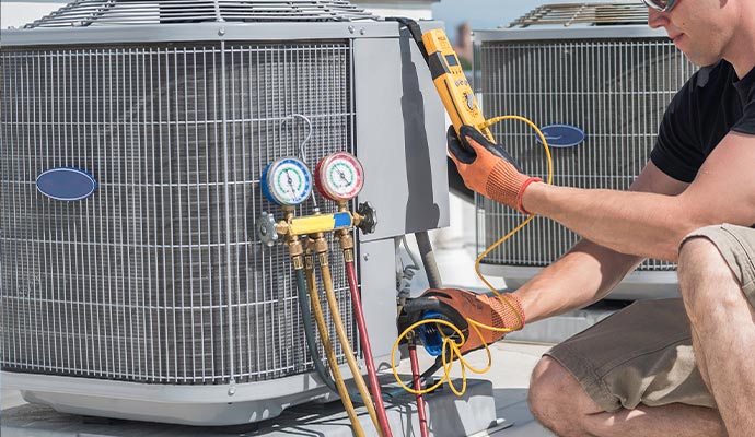 AC maintenance service in progress