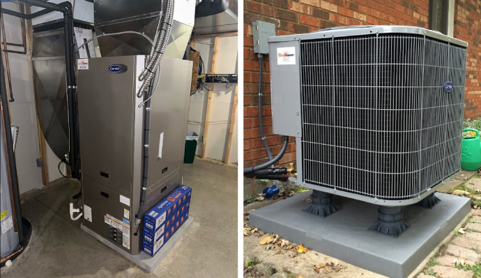 Collage of air conditioning and heating system
