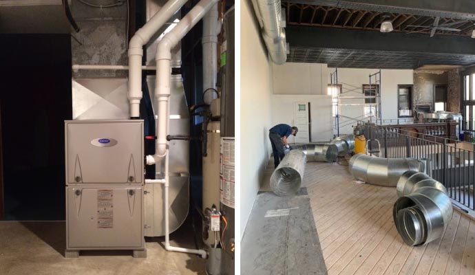 Air handler installation in progress