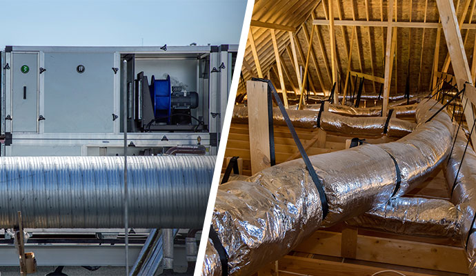 Collage of residential and commercial air handlers