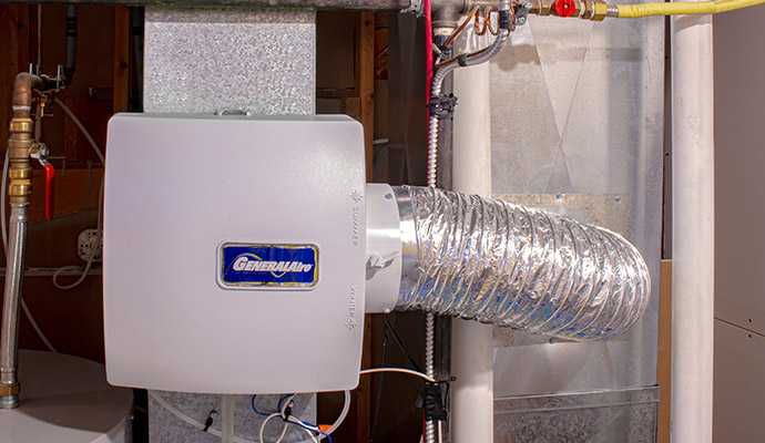 Air purifier installed in a basement