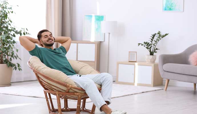 person relaxing in room